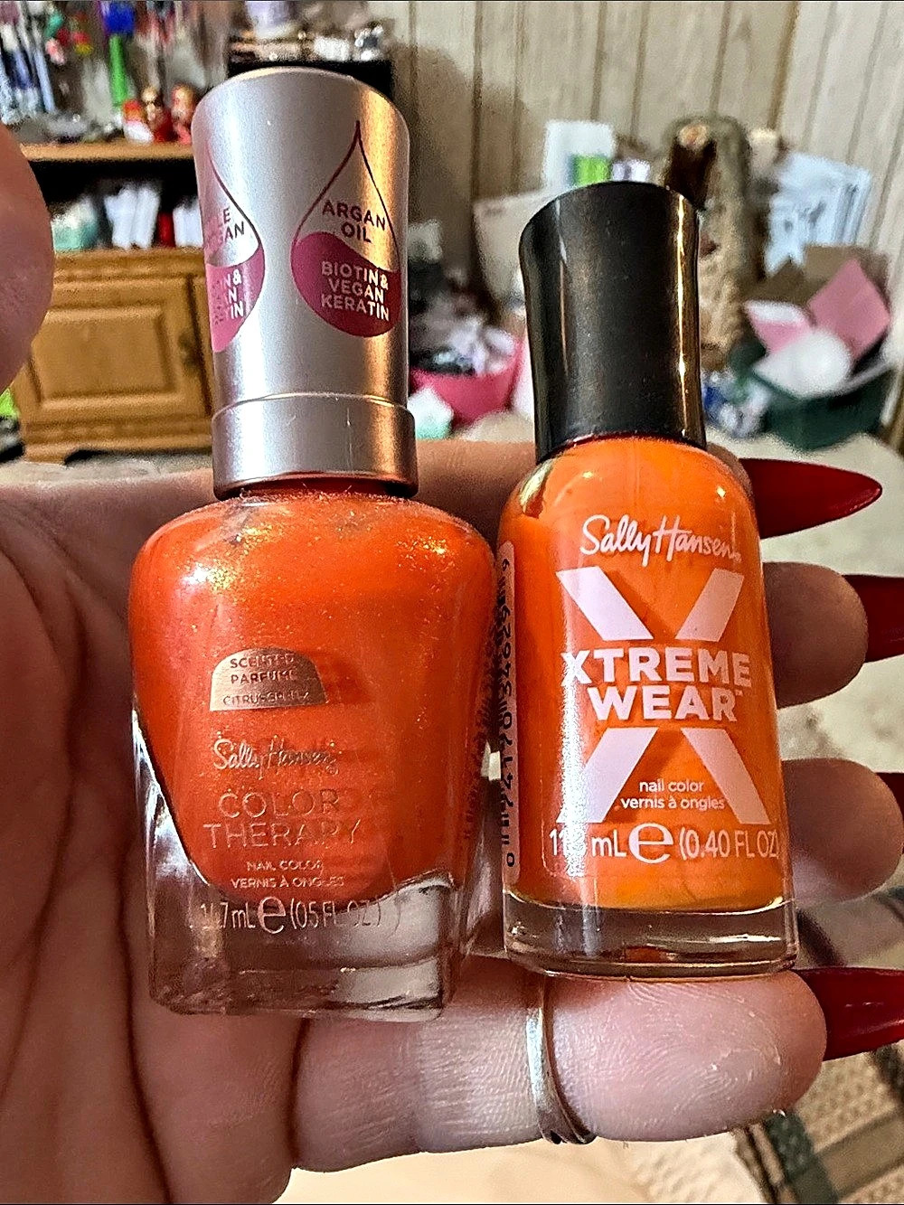 Sally Hansen Color Therapy and Xtreme Wear Orange Nail Polish Duo NWT